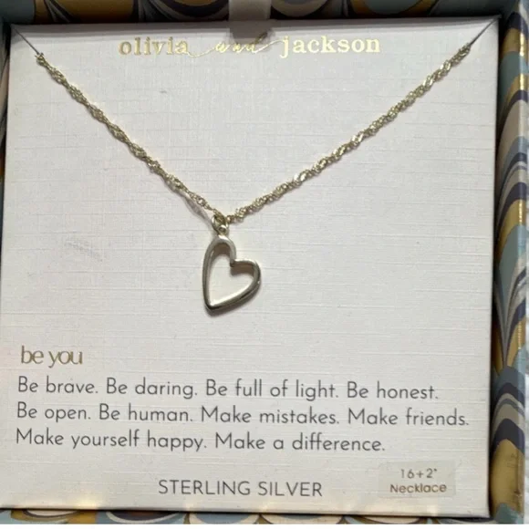 Sterling Silver Open Heart Necklace - Silver - Picture 2 of 5